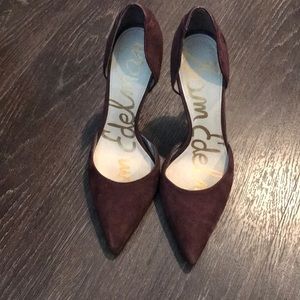Sam Edelman Point Toe Heels - Burgundy suede